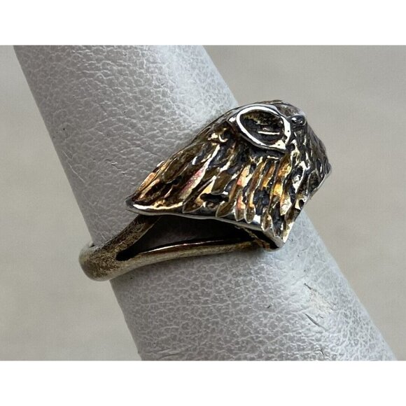 Ted Ott Navajo Sterling Silver Wolf Head Ring Size 5.75 - Picture 7 of 8